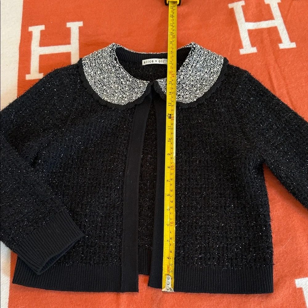 Alice + Olivia Black Cardigan with Silver Collar - Picture 10 of 10